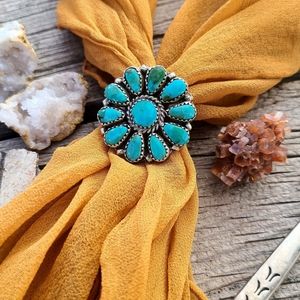 Sterling silver turquoise cluster ring